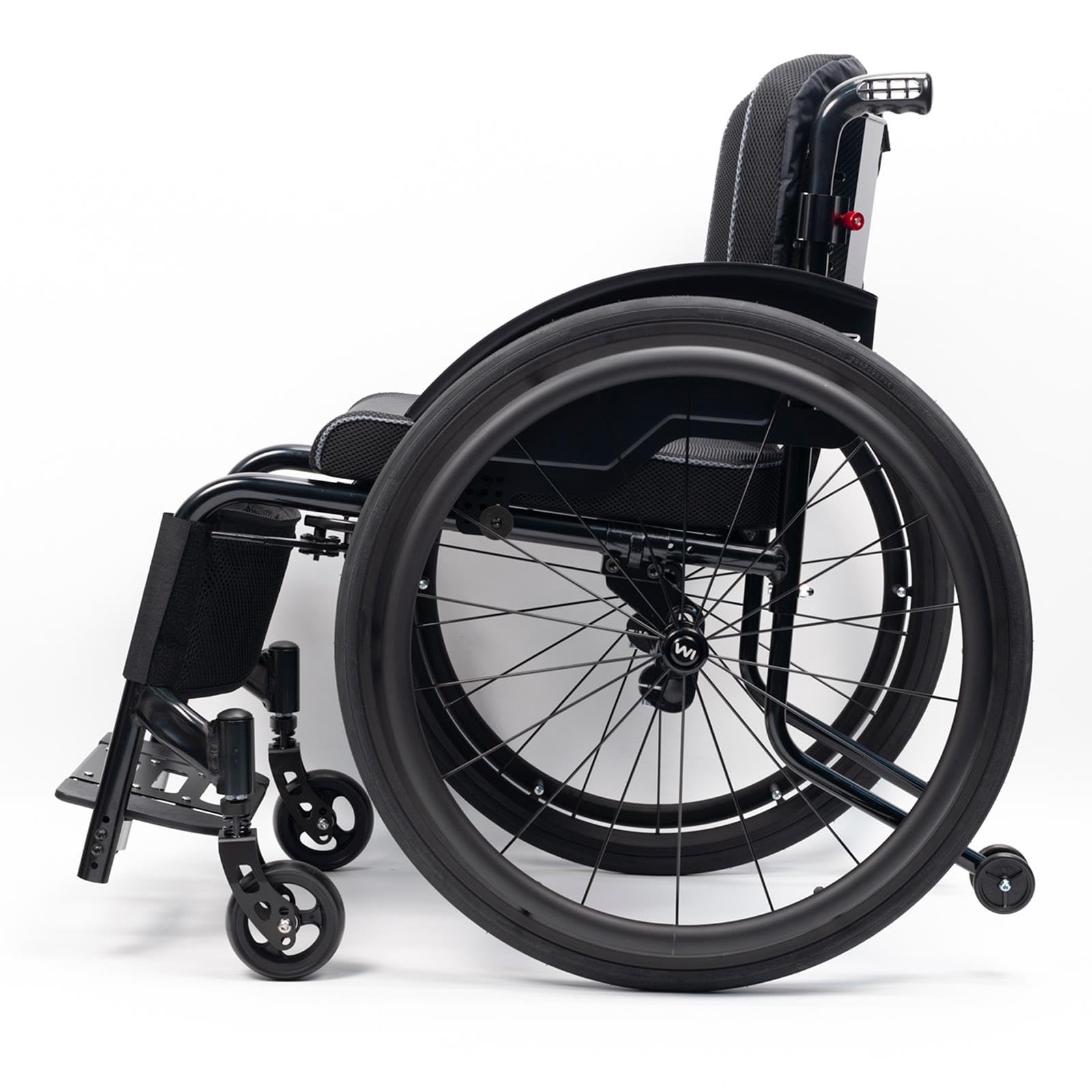 Lekki sportowy wózek inwalidzki, rama ze stopu aluminium, nieskładana, czarny (B, szerokość siedziska: 42 cm)