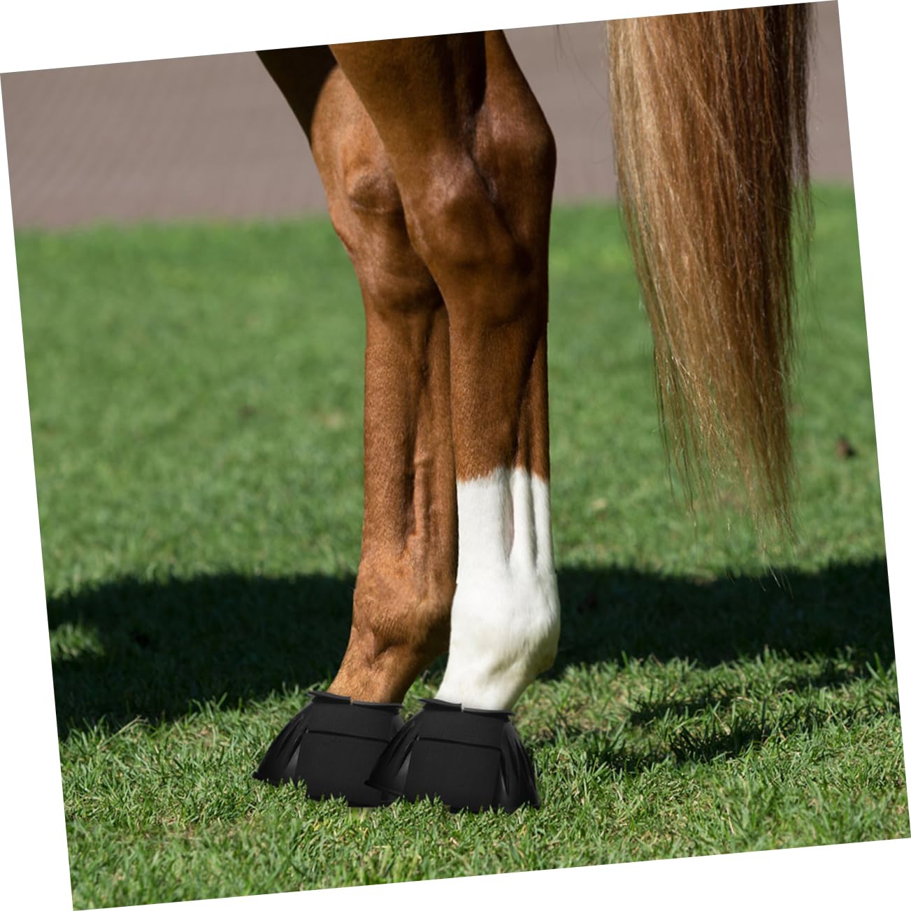 Happyyami Schwarze Gummi Pferdeglockenstiefel mit Schnellmontage, 4 Stück