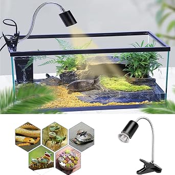 Tortoise Heat Lamp Basking Lamp, 2 Bulb 25W 50 W UVA UVB Light Lamp, Heat Spotlight Reptile Light Aquarium Basking Light with Holder for Tortoise Bell Turtle Snake Lizards Terrarium Amphibian [Energy Class A]