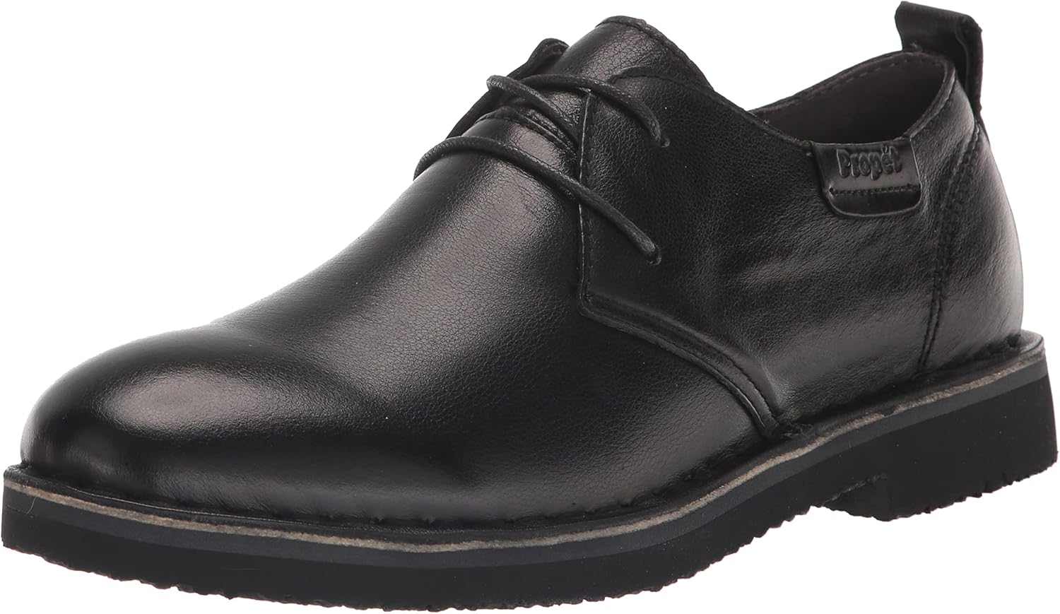 Propét Men's Finn Oxford, Plain Toe - Suede Shoes, Black, 11.5 Wide US