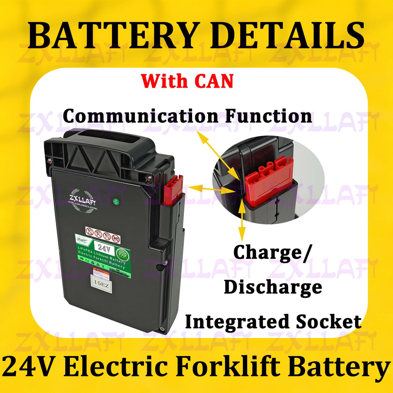 Lithium-Batterie mit CAN-Bus 24 V 20 Ah Batterie Elektro-Gabelhubwagen für EPT15EZ LiFePO4-Austauschbatterien für F5PRO-Teleskoplader mit BMS-Schutzplatine,24v20ah can