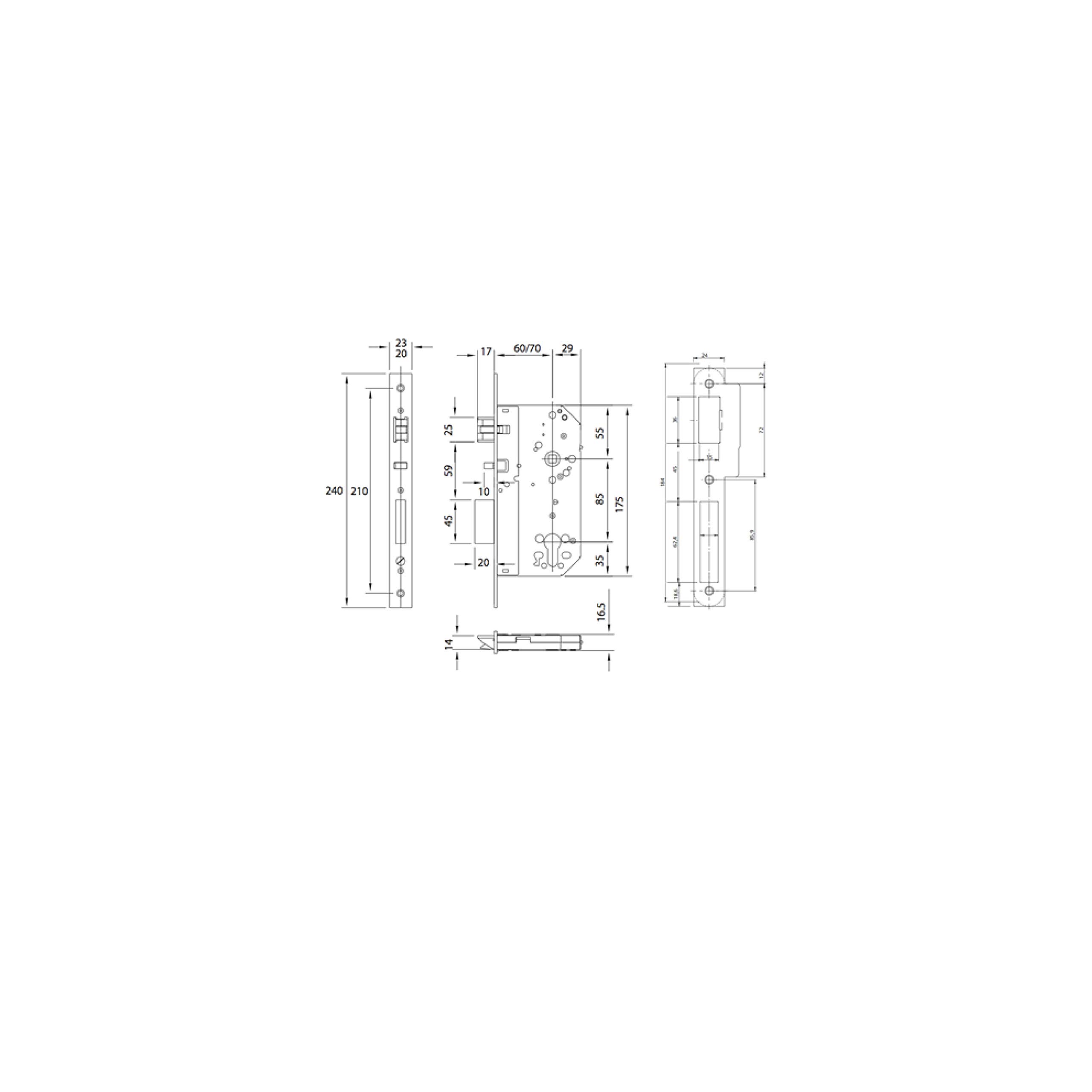 Tesa Assa Abloy 2ub4fe6rai de serrure encastrée pour portes en bois
