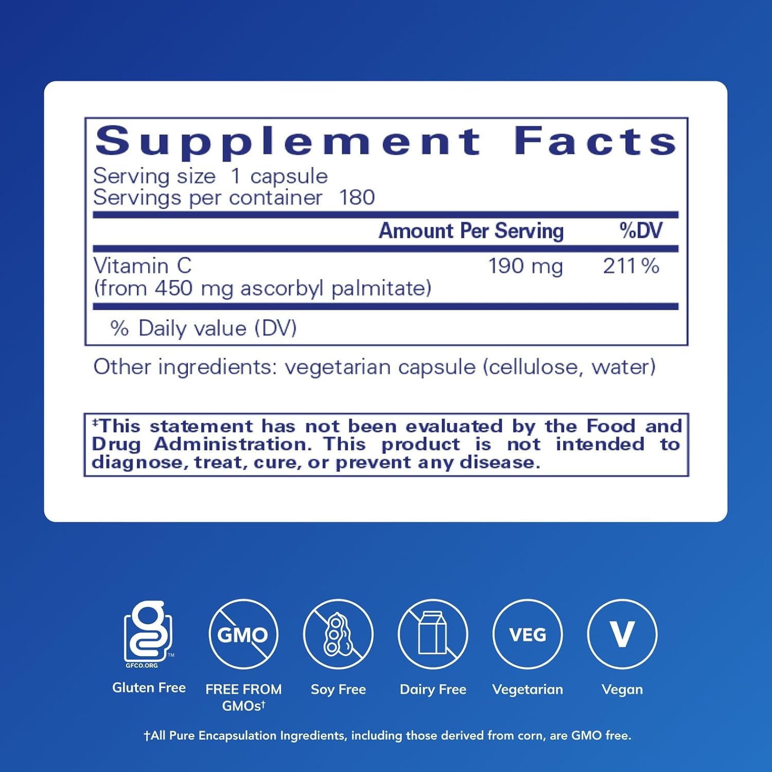 Pure Encapsulations Ascorbyl Palmitate | Vitamin C Supplement to Support Iron Absorption and a Healthy Immune System* | 180 Capsules