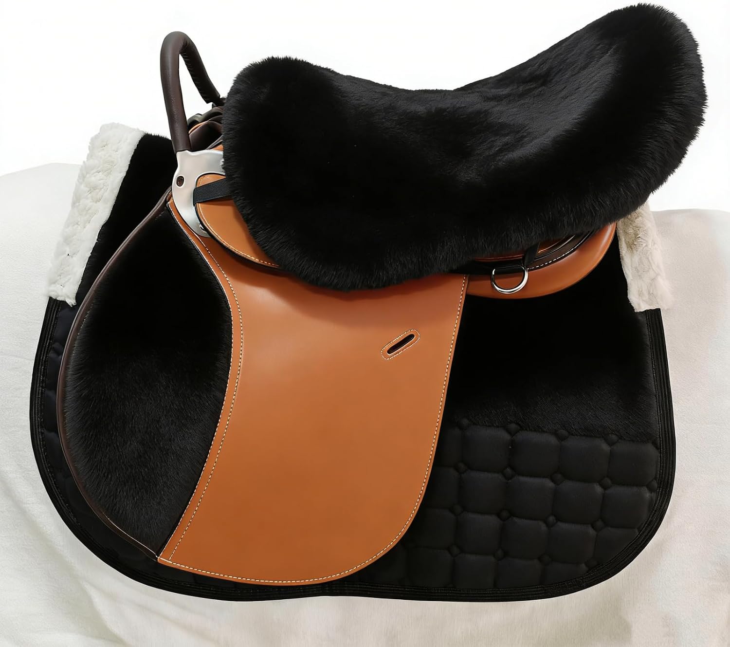 English-Style Sheepskin Saddle seat Cover, Genuine Sheepskin Saddle pad, Merino Sheepskin Saddle pad