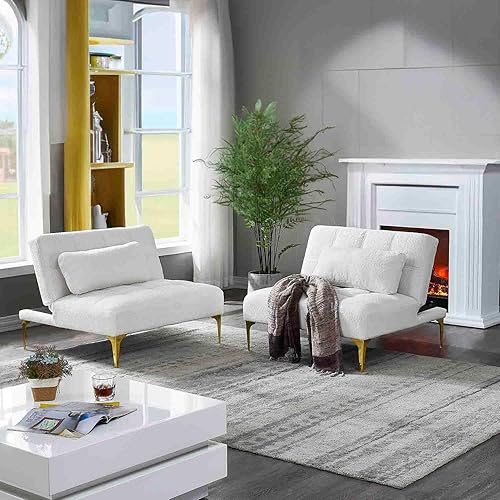 Miniatura 3 de Sofá cama convertible, sofá cama moderno con respaldo ajustable, patas de metal, sofá biplaza tapizado plegable, sofá seccional, asiento de espuma