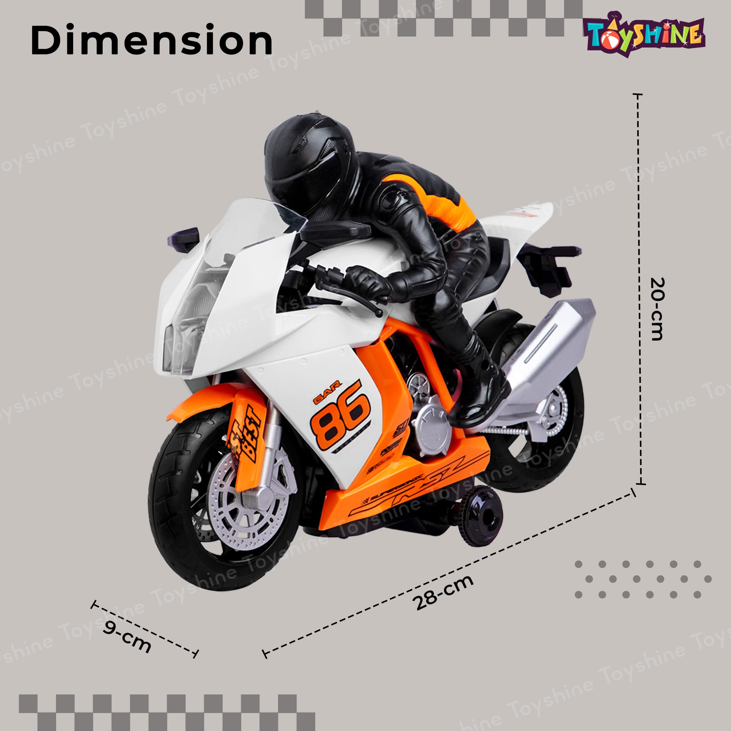 Toyshine Remote Control R1 Motorbike Toy with Light and Sound, 360 Degree Rotation, Multicolor - Image 5 thumbnail