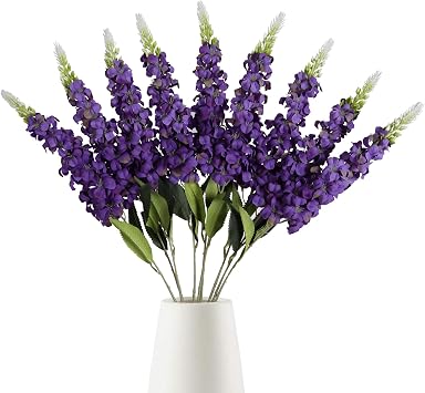 IPOPU 8PCS Snapdragon Artificial Flowers Purple Delphinium Artificial Silk Flowers Long Stem Hyacinths Fake Flowers for Wedding Home Outdoor Floral Arrangements Centerpieces Table Decorations Purple