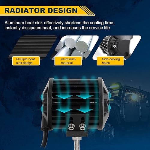 Miniatura 3 de RIGIDON 2 luces antiniebla LED con soportes de montaje de enganche de remolque de 2.5 pulgadas, 4 pulgadas, 60 W, retroceso, combo de punto de