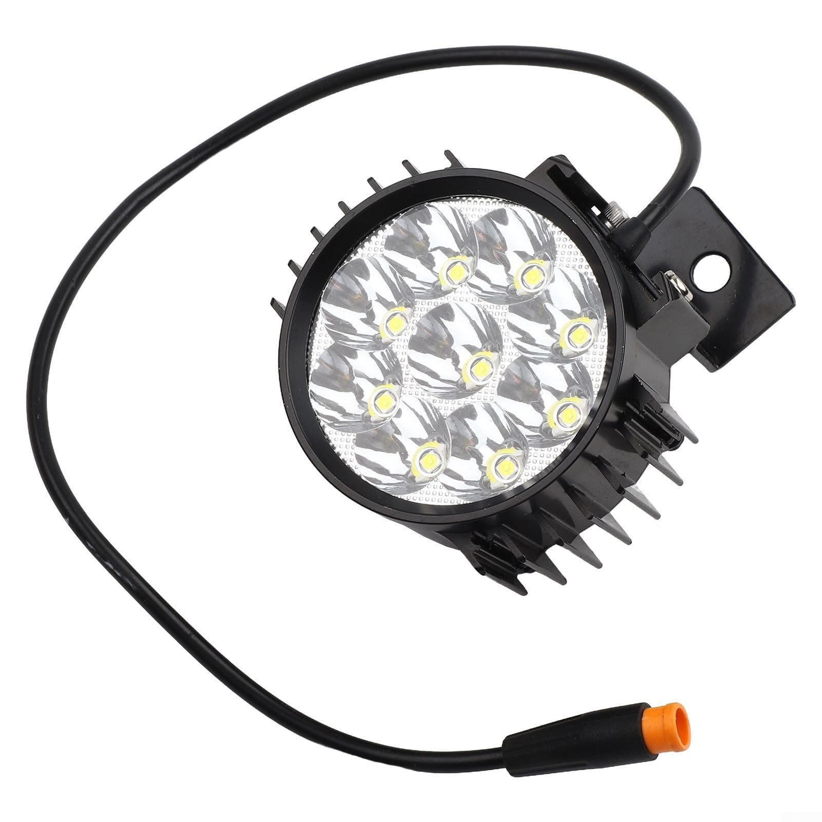 Honseadek Electric Bicycle Headlight 24V-60V LED Spotlight Waterproof Metal Front Lamp for E-Bike Scooter 3 Pin 4 Pin Black(9LED 3PIN)