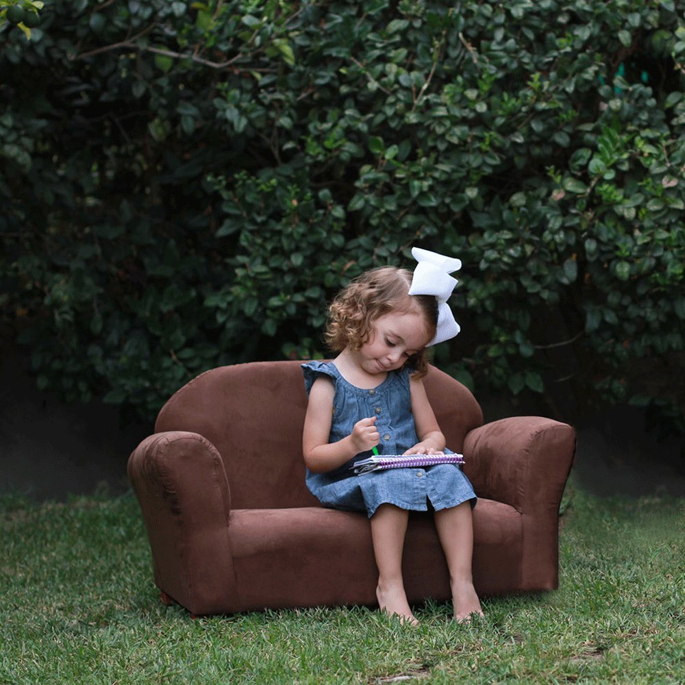 Keet Roundy Microsuede Children's Sofa, Brown