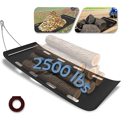 Yard Drag Sled, 1/8" Thickened HDPE,48"×110" Upgraded Heavy Yard Drag Sled, Suitable for Hauling Various Heavy Items,Yard Debris,Lumber, Construction Materials, Includes Two Steel Wire Ropes