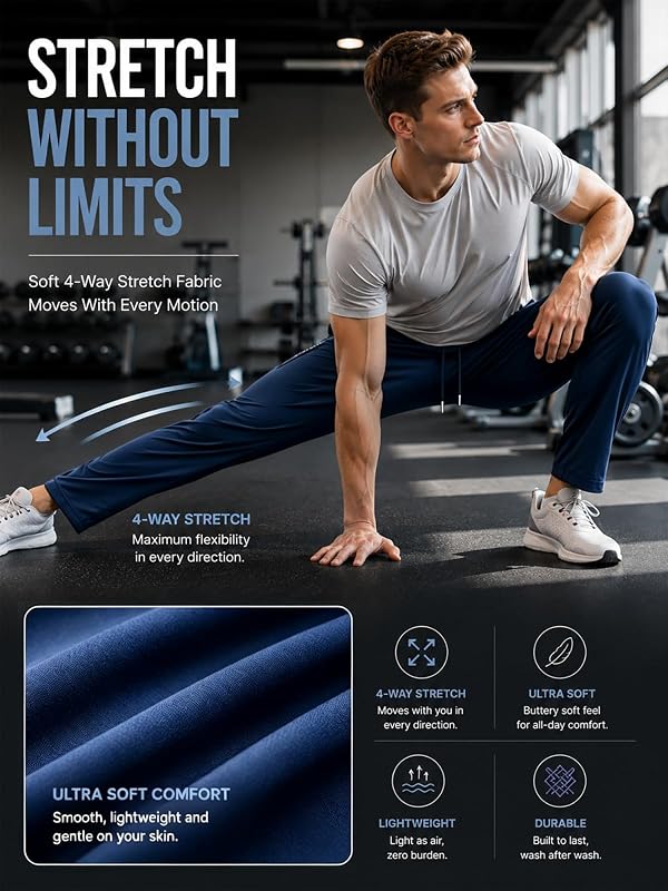 2, 3 or 5 Pack Men's Quick Dry Sweatpants Jogger Stretch Workout Gym Hiking image 4
