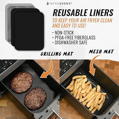 Miniatura 4 de Accesorios para freidora de aire Ninja Dual 2 Basket 10 QT DZ401 y 8 QT DZ201, estantes para Foodi Dual Zone, hojas de forro reutilizables para