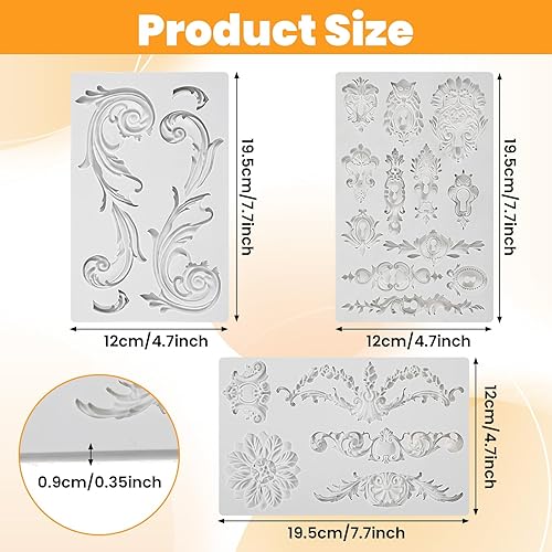 Miniatura 2 de 3 moldes barrocos en relieve para decoración de pasteles, moldes de silicona para fondant de flores, moldes de fondant para chocolate, dulces,