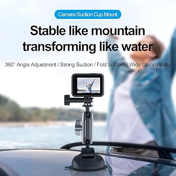 TELESIN Alüminyum Alaşımlı Araç Vantuz Montajı, Hero 13 12 11 10 9 8 DJI OSMO Action 5 Pro 4 3 Insta 360 X5 X4 Huawei iPhone Mobil Telefon Kameraları için, Telefon Tutacılı Araç Ön Cam Montajı