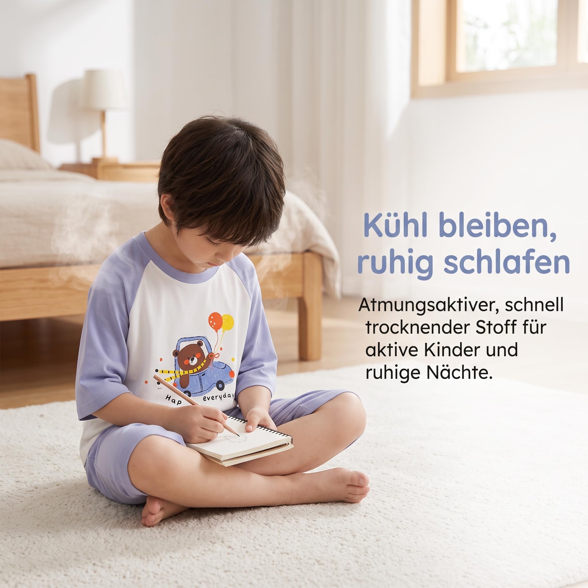 Pyjama Set | Atmungsaktive twäsche für Frühling | Schlafanzug für aus Modal & Viskose | für Jungen