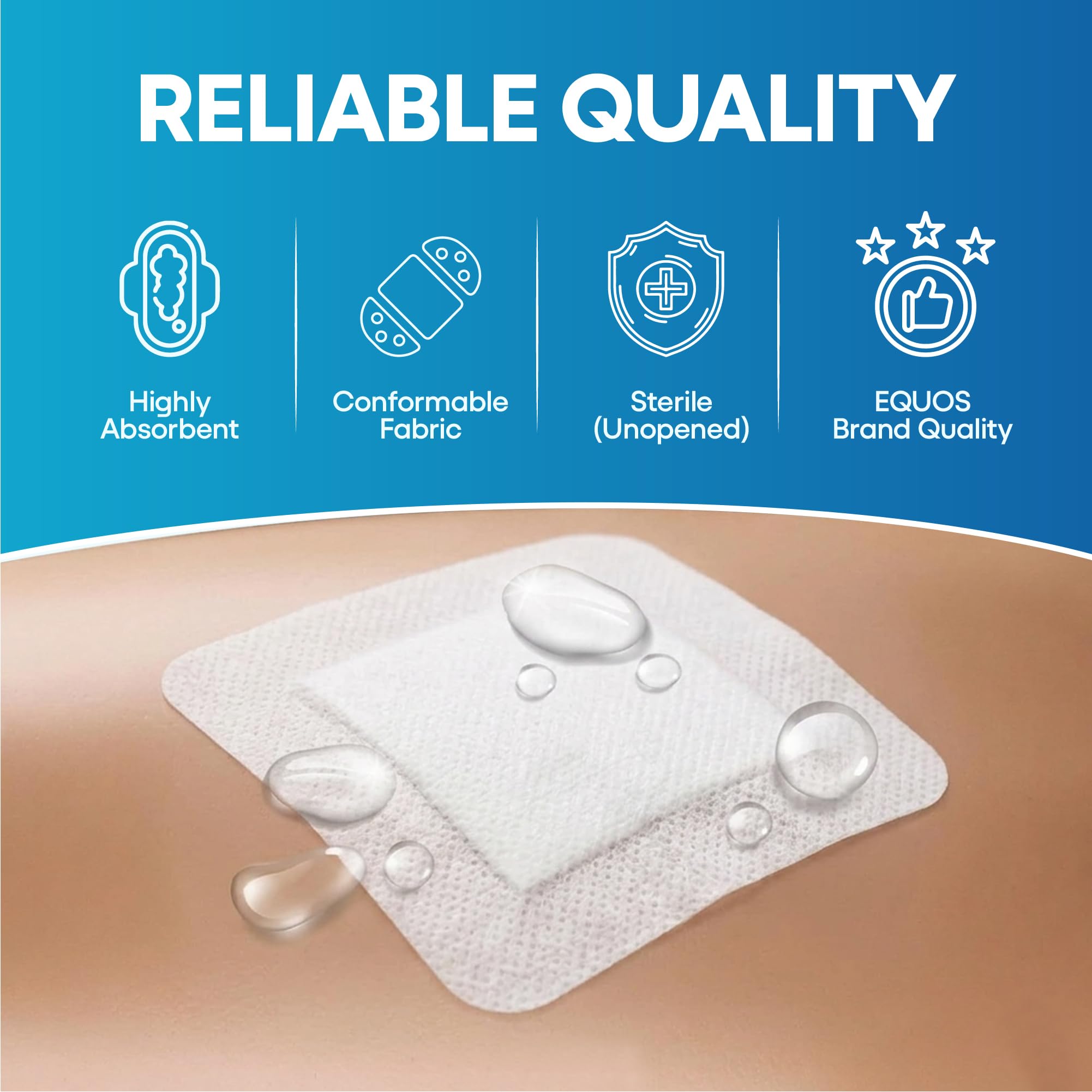 EQUOS Non-Stick Island Bordered Gauze Dressing, Sterile, 6" x 6", 25 Count — Amazon image 2
