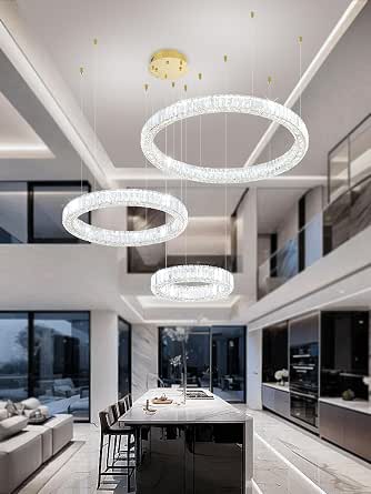 Flashing God Crystal Chandeliers Modern 3 Rings Pendant Light ...