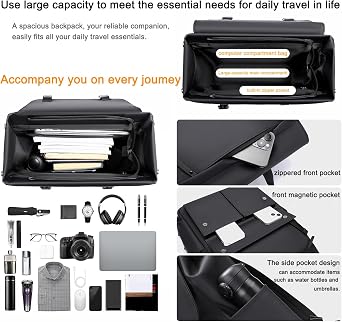 Men’s Backpack Black Rucksack, Slim Fit Lightweight School Bag, Water-Resistant Large Capacity Multi-Pocket 15.6 Laptop Backpack for College, Business Travel, Everyday Carry & City Explorer