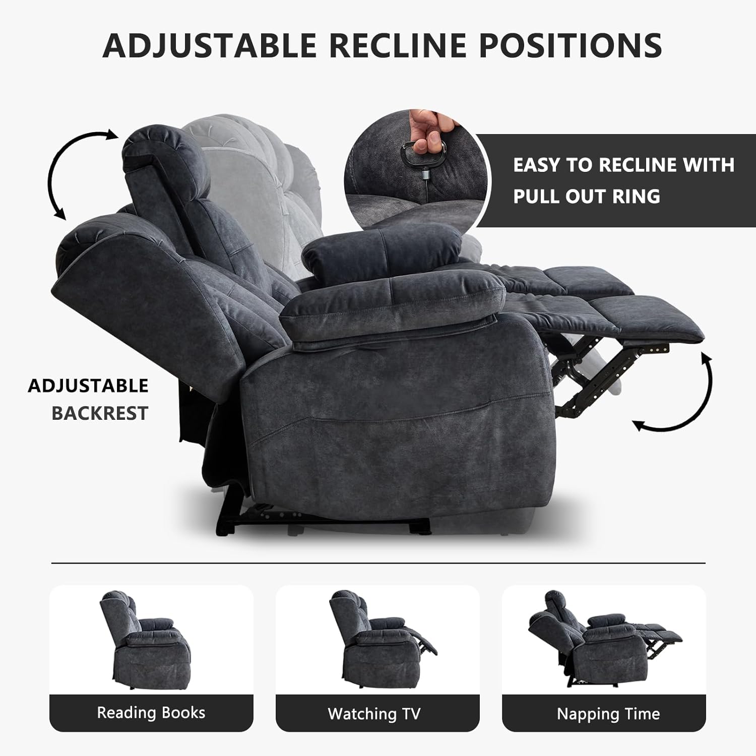Loveseat Recliner Sofa, Velvet Loveseat Reclining with Console for Living Room, RV Recliner Couch with Cup Holder/AC/USB C/USB and Drawer, Manual Reclining Love seat Couch (Gray)
