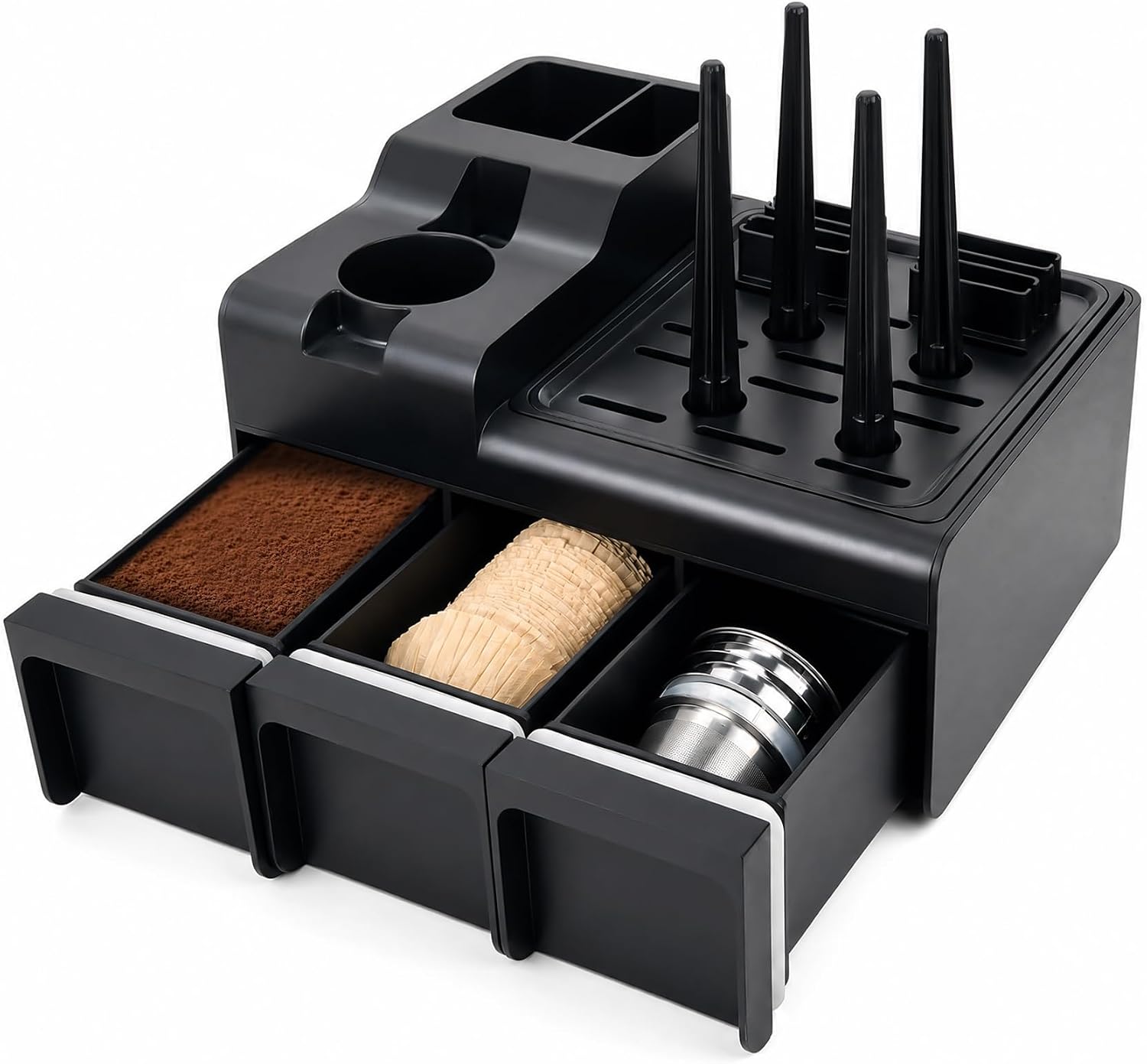 Coffee Station Organizer with K Cup Holder, Reusable Pod Filling Station