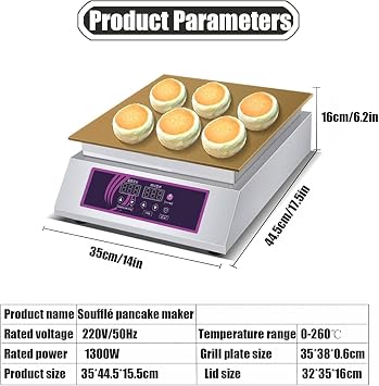 Commercial Electric Dorayaki & Pancake Maker, Stainless Steel Non-Stick Griddle, Versatile Muffins & Waffle Machine, Single-Head Design