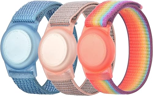 Paquete de 3 pulseras para Airtag para niños, pulsera de nailon para Apple Air Tag antipérdida GPS con correa protectora para niños, correas de