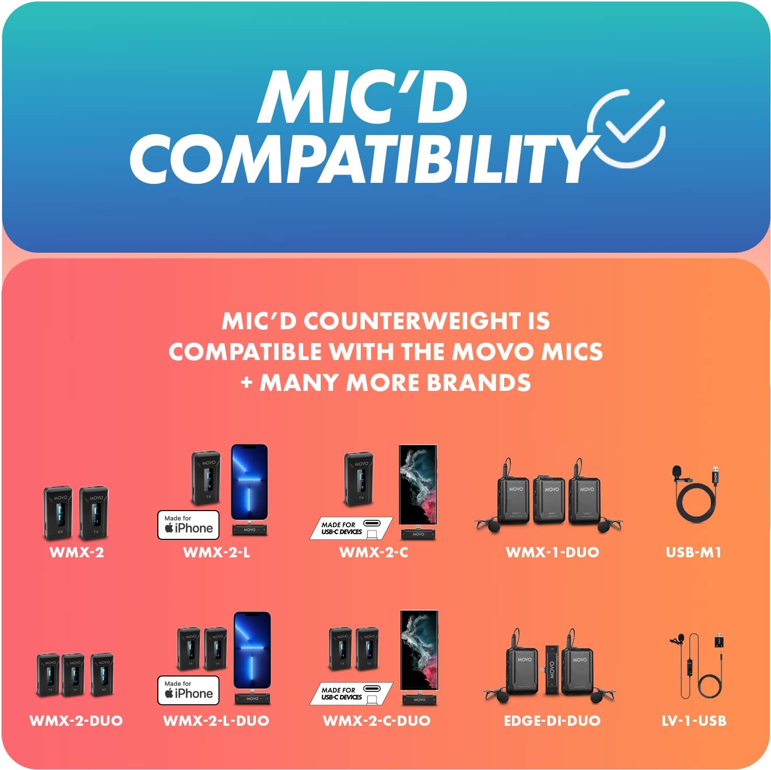 Movo MIC'D Lav Mic Weight - Weight for Lavalier Microphone - Perfect for Sound Departments, Creators, Audio Producers