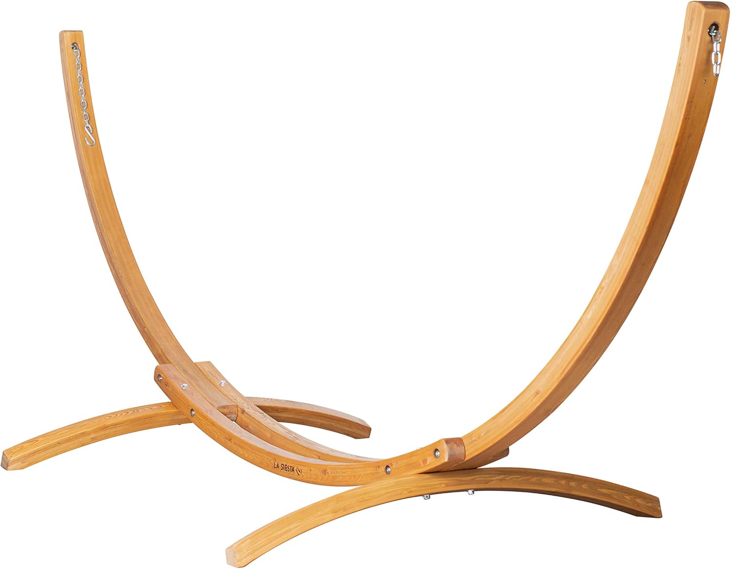 LA SIESTA® Elipso Nature Wood Hammock Stand for Indoor and Outdoor, FSC-Certified Larch Wood Stand, Wooden Hammock Stand only for Double Hammocks, Heavy Duty Hammock Stand Hammock Frame - Double Size