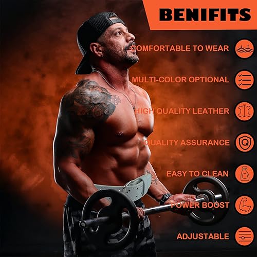 Miniatura 9 de Cinturón de levantamiento de pesas de cuero de 0.354 in para mujeres y hombres con soporte lumbar acolchado de 4 pulgadas para entrenamiento de