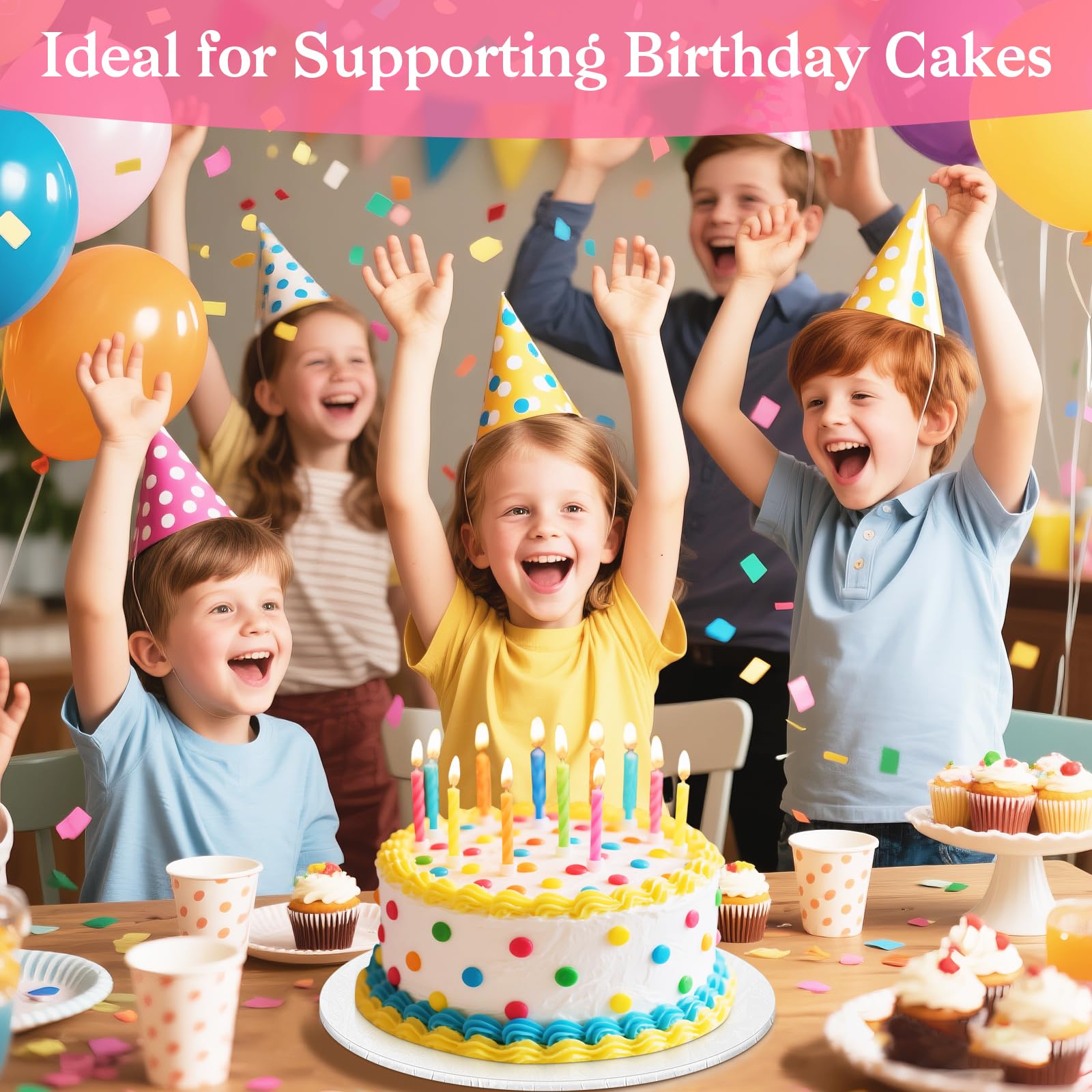 10 Inch Cake Drum, Cake Boards 10 Inch Round, 1/4" White 8in 10in 12in 14in Cake Drums Cardboard Base Board Circles for Pizza Wedding, 2 Pack