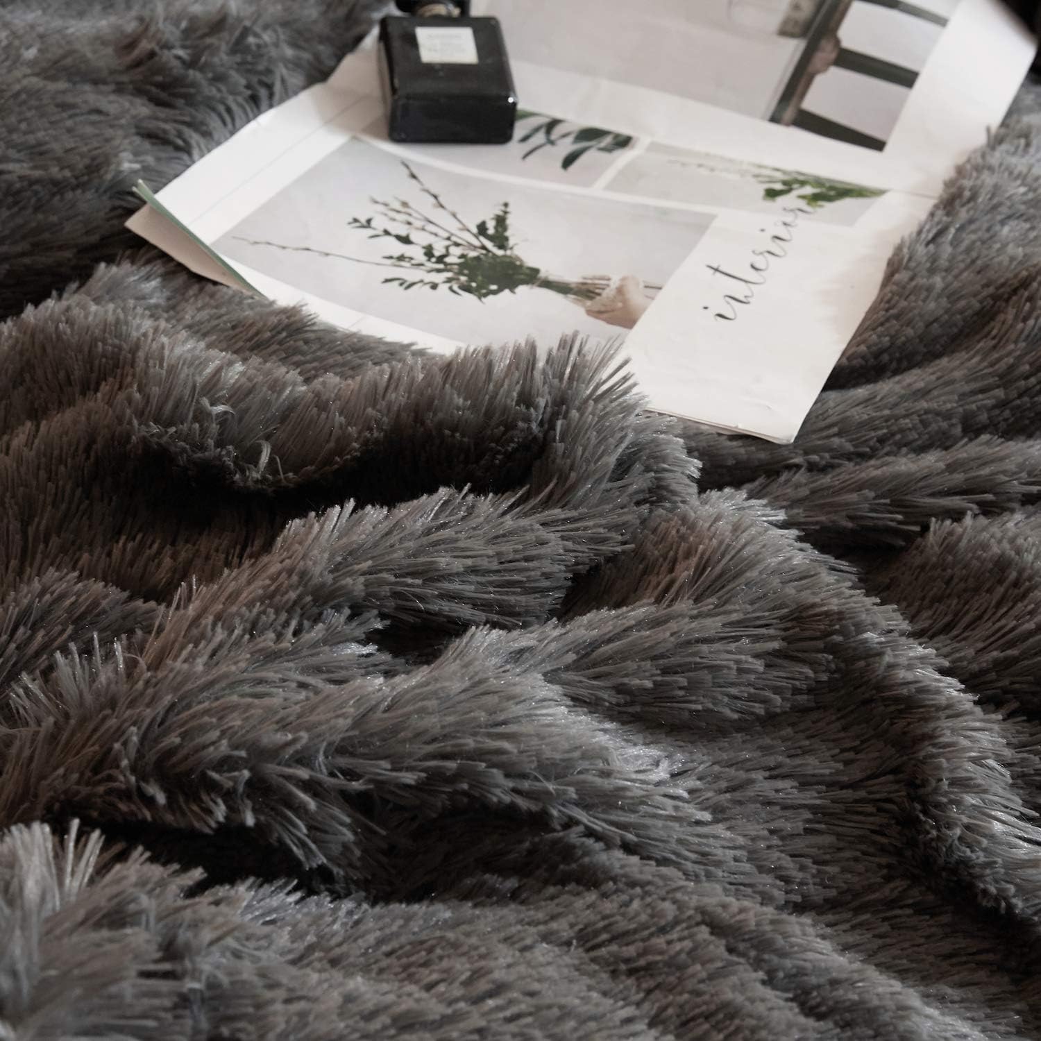 70% Off Discount XeGe Plush Shaggy Duvet Cover Luxury Ultra Soft Crystal Velvet Bedding 1PC(1 Faux Fur Duvet Cover),Zipper Closure (Queen, Dark Gray)