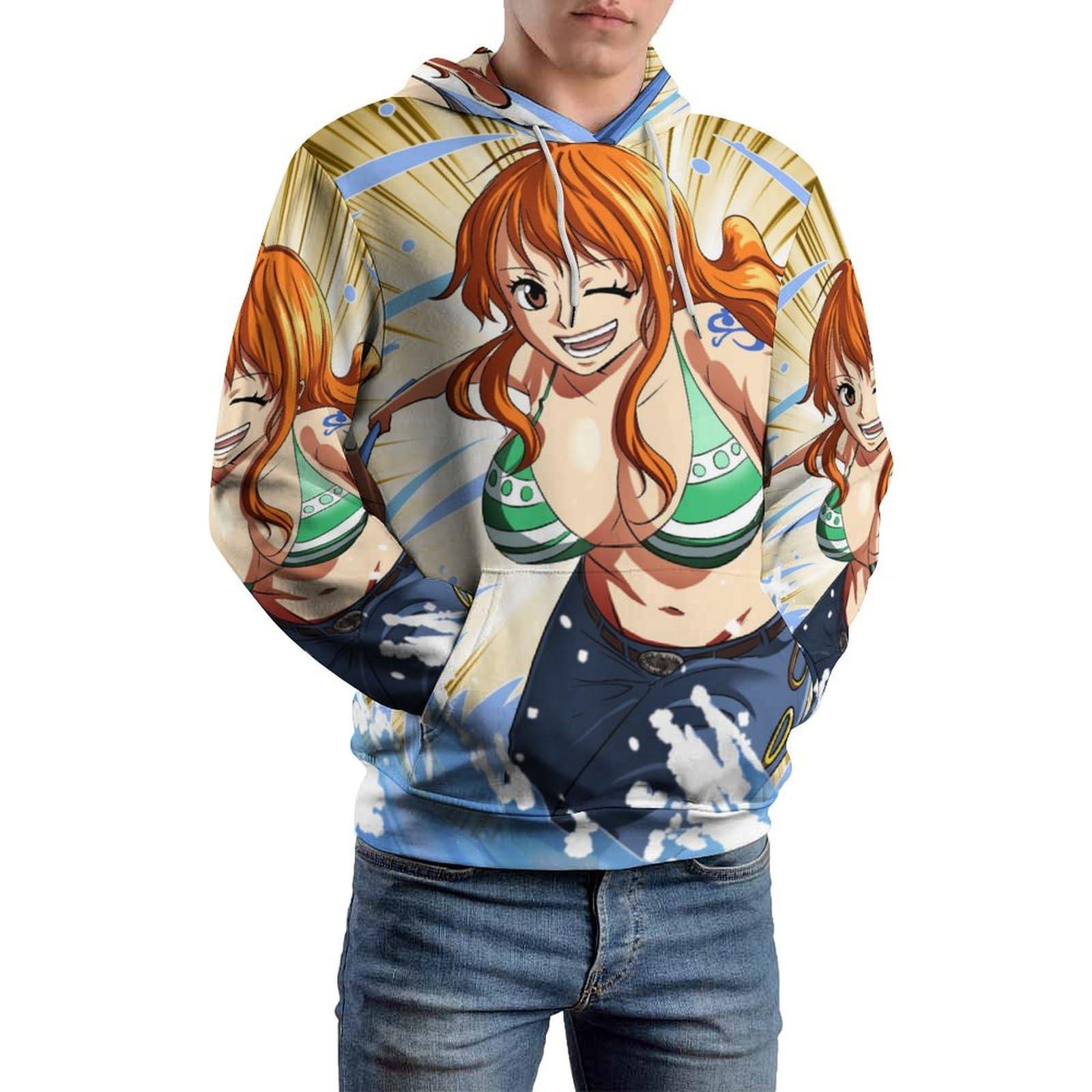 【即完売モデル】ゴッドセレクション☆ワンピース ナミ両面プリントパーカー 希少 限定コラボ】ゴッドセレクションワンピース ナミプリントパーカー 人気