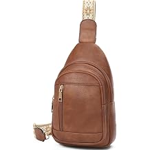 SENDEFN Small Sling Bag for Women Leather Crossbody Bags Purse for Travel Fanny Pack Chest Bag with Adjustable Guitar Strap