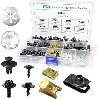 80 Piece Body Screw Set Sheet Metal Nut Clip Kit Metal U Type Mounting Clip Heat Protection Plate Fastening for Fixing Repairing Car Part