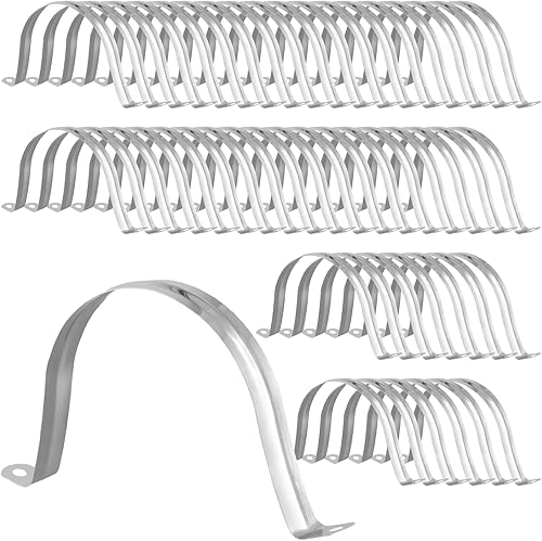 HOZEON 50 correas de tubo de acero inoxidable de 4 pulgadas, resistente y duradera, soporte en U de dos agujeros, abrazadera de correa rígida para