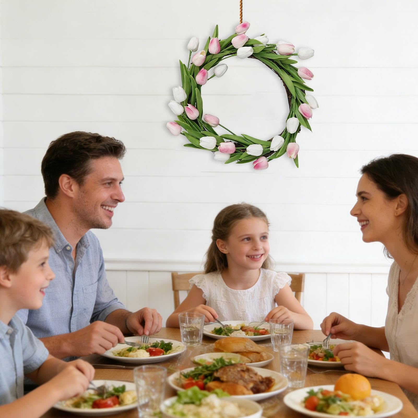 Ghirlanda primaverile per porta, decorazione da parete rustica, ghirlanda primaverile per porta d'ingresso, per casa, fattoria, appartamento, ristorante, interni ed esterni, Pasqua e feste