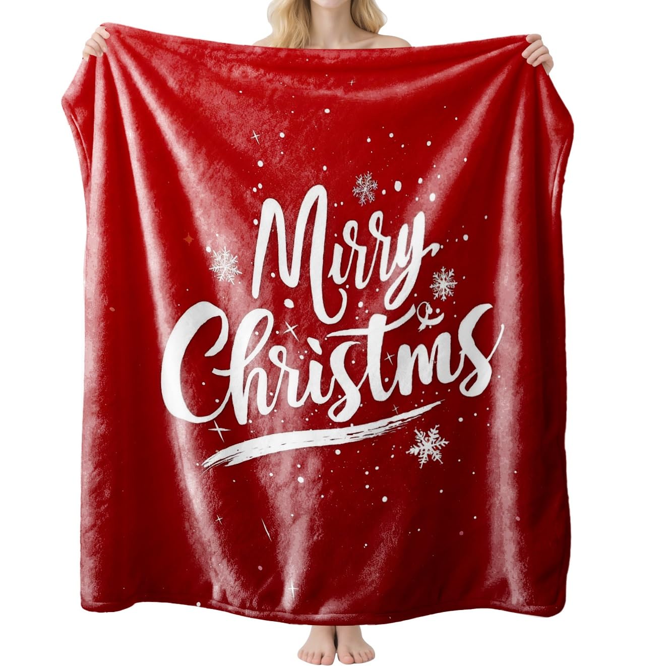 Manta Sofa Suave y Cálida Invierno Decoración Navidad, Feliz Xmas Acogedora Franela Mantas Polar para Cama, Blanket para Cama Adulto Niño y Mascota (Rojo,75x100cm)