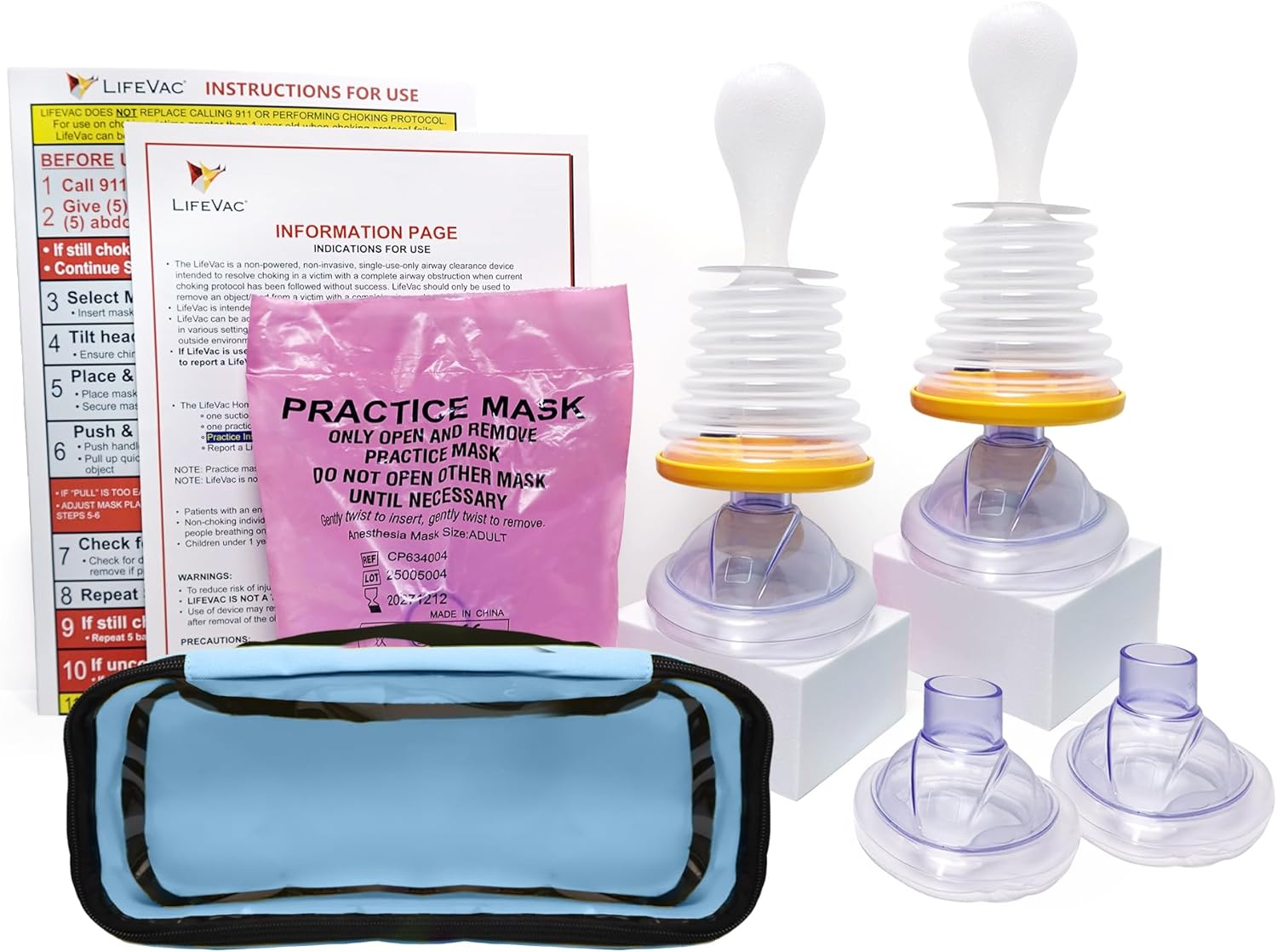 LifeVac Home & Blue Travel Kit Combo - Portable Suction Rescue Device, First Aid Kit for Kids and Adults, Portable Airway Suction Device for Children and Adults