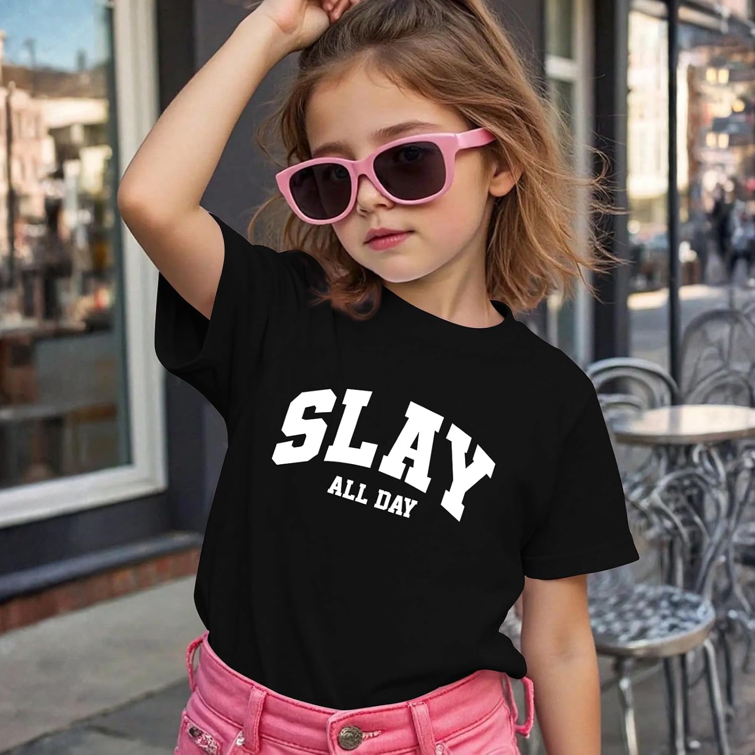 Girls Graphic Tees Kids Aesthetic Slay All Day Shirts Inspirational Mental Health T Shirts Positive Preppy Tops - Image 3