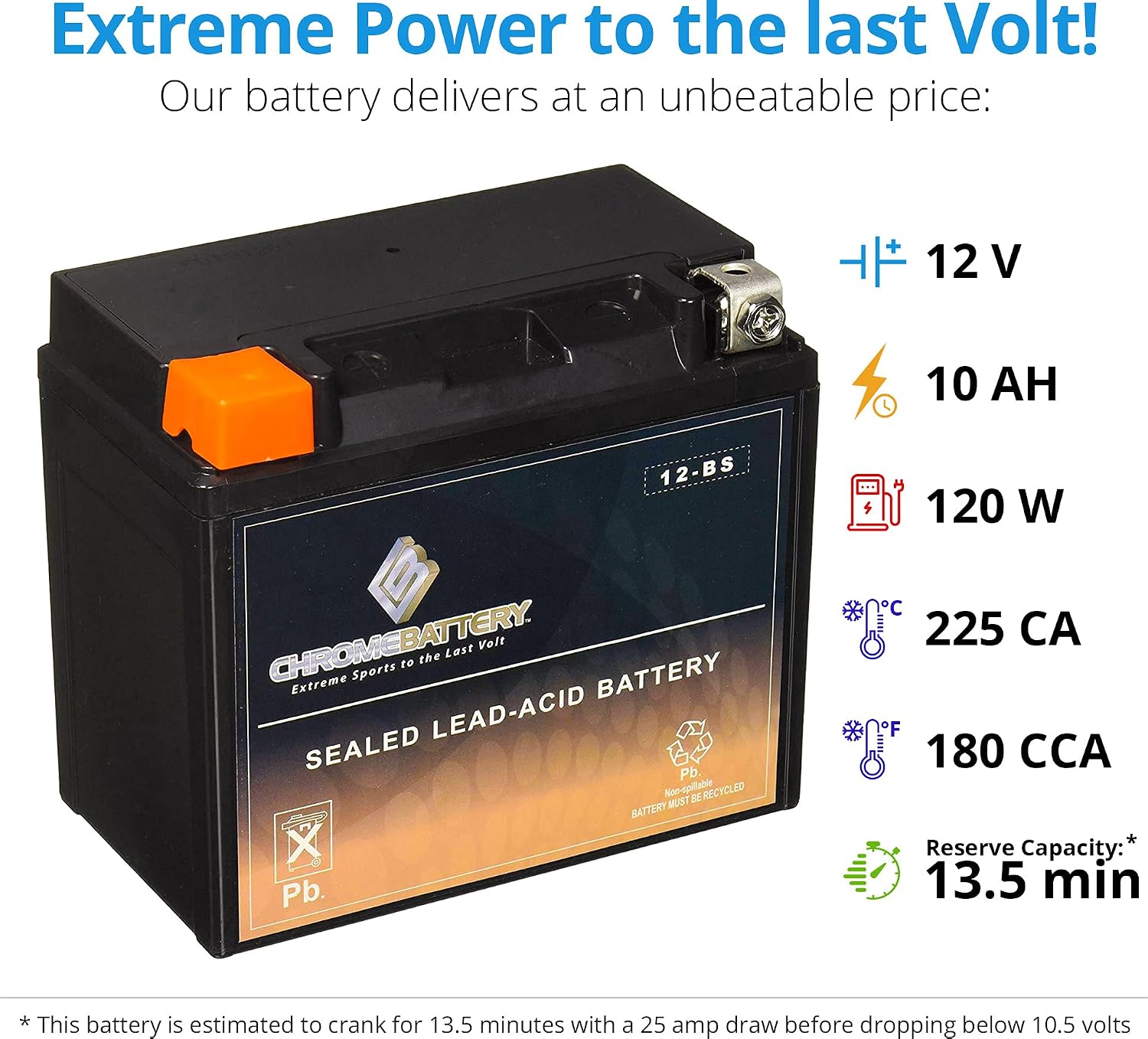 Chrome Battery YTX12-BS lead_acid_battery