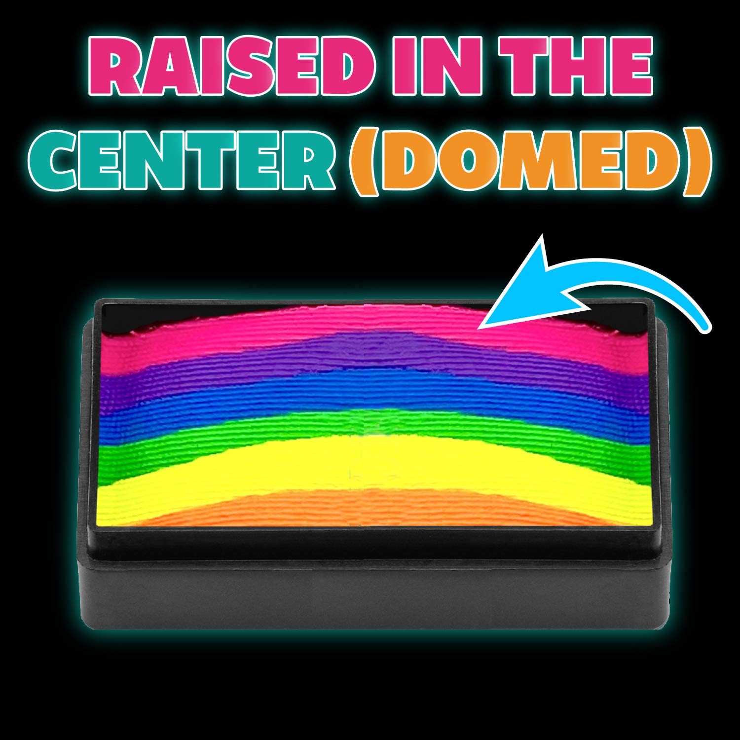 Kraze FX Dome Stroke - Royal Sunset (25 gm), Water Activated, Professional UV Glow Blacklight Reactive Face and Body Painting Rainbow Cakes, Hypoallergenic, Safe, 1-Stroke Split Cake - Image 4
