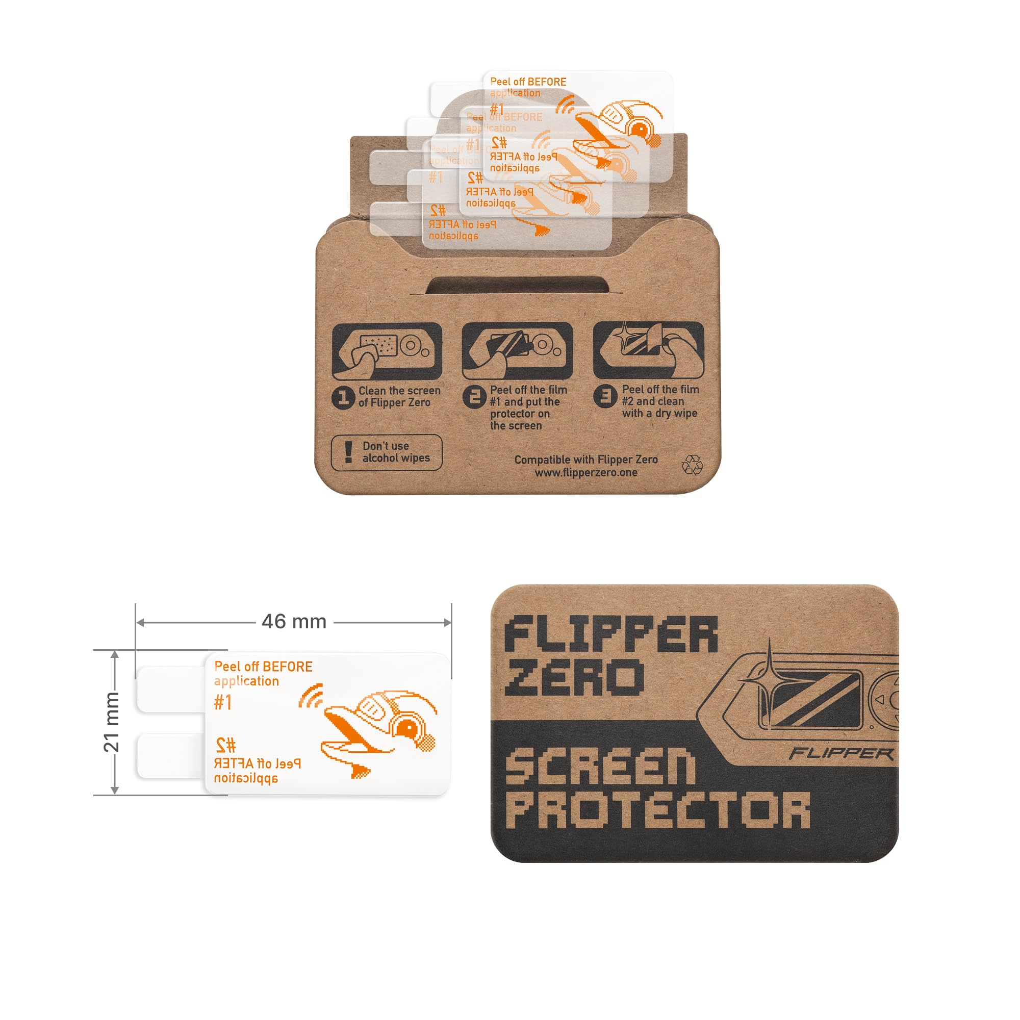 Flipper Zero Screen Protector (3-Pack) – 9H Tempered Glass