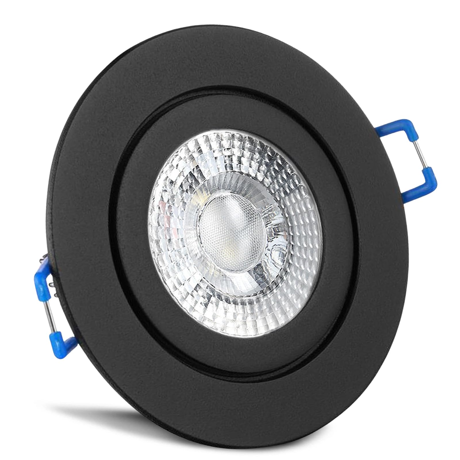 trendlights24 Mare IP44 Decken LED Bad Einbaustrahler 230V 5er Set - 5W 400lm ultra flach 35 mm - Schwarz rund - Einbauleuchte Neutralweiß