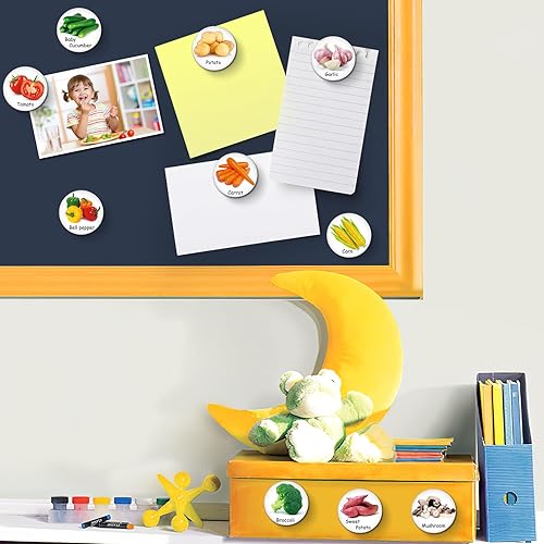 Miniatura 6 de MORCART 16 imanes de alimentos para nevera, lindos imanes de verduras para nevera, casillero, pizarra blanca, pizarra magnética decorativa,