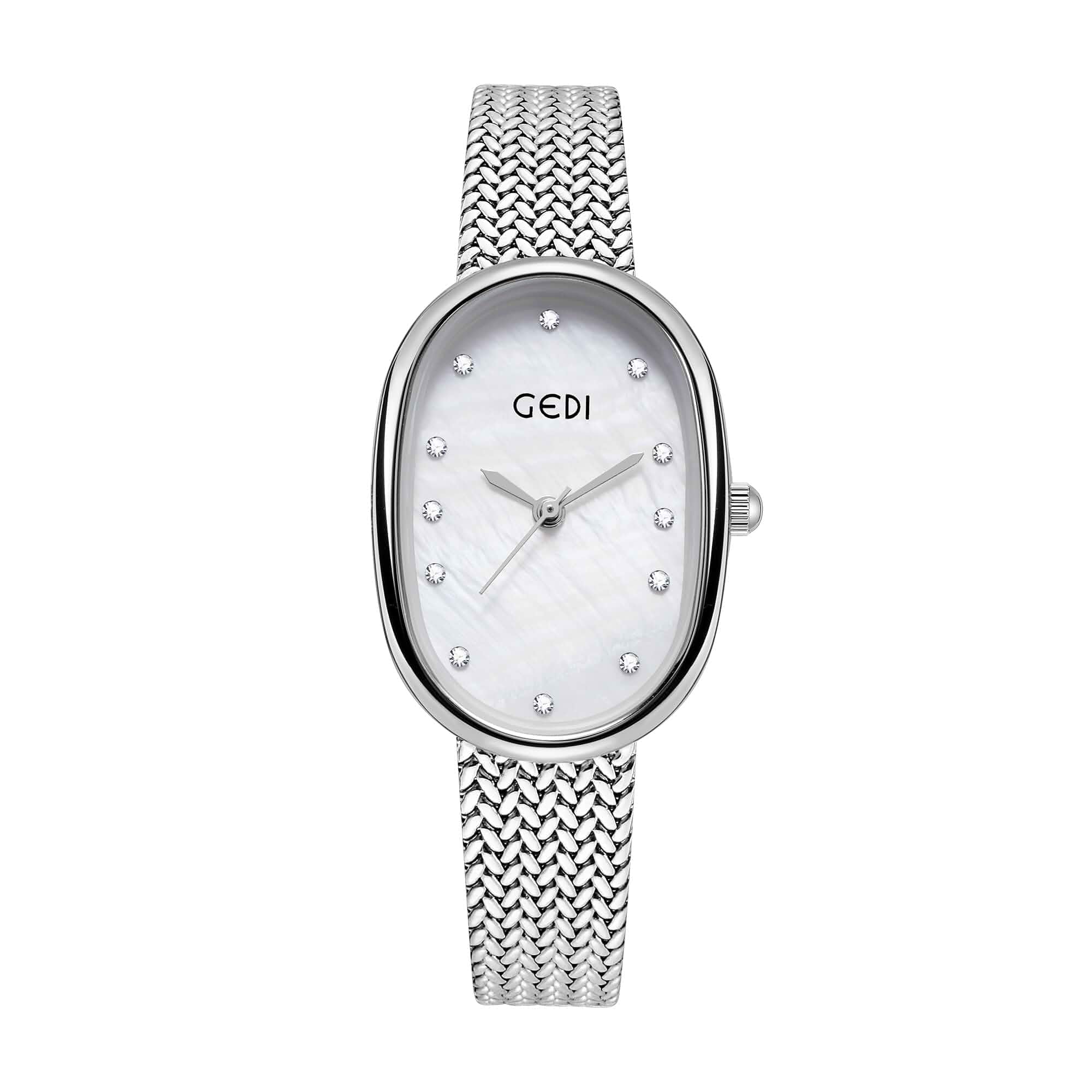 TOOCAT Fashion Elegant Women's Quartz Watch,Oval Dial, Mother-of-Pearl Face, Slim Minimalist Design, Adjustable Stainless Steel Mesh Band，Waterproof Quartz Wristwatch for Female Student Stainless Steel