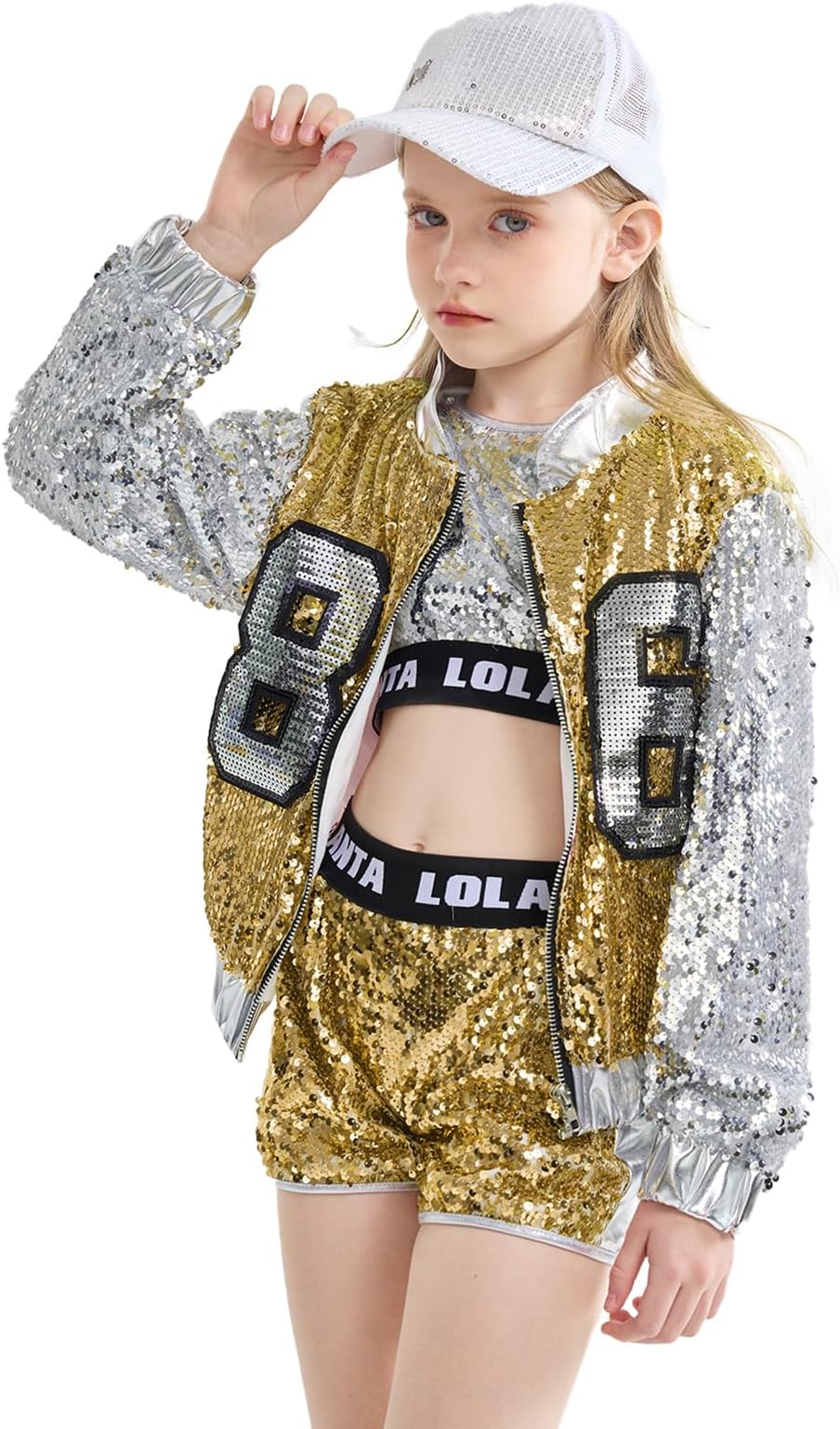 Girls Sequin Dance Costume, Sparkle Hip Hop Jazz Dance Dresses, Modern Dancing Outfits 4-16