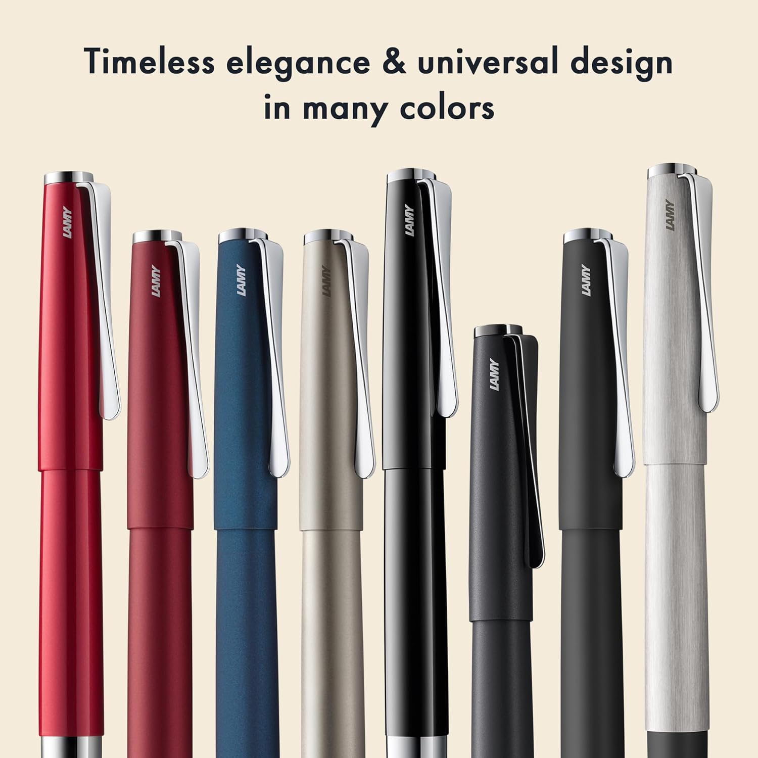 Lamy studio pianored - rollerball pen in elegant metal barrel - with propeller-shaped clip & in line width M M 63 rollerball refill in black