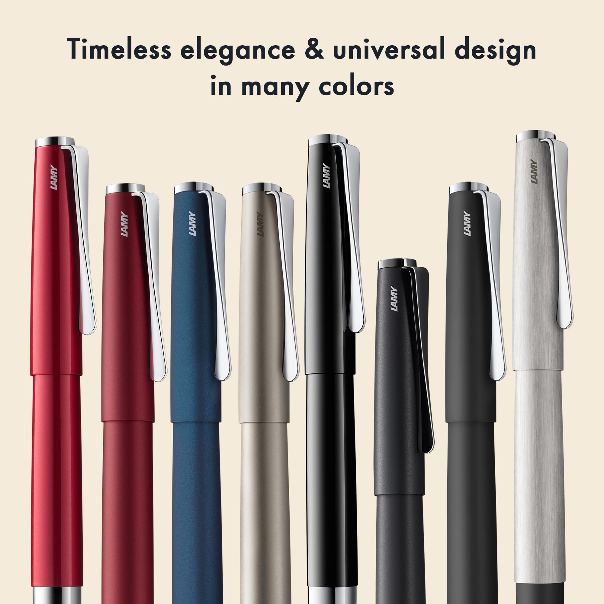 Lamy Studio Royalred - Pióro wieczne w eleganckim metalowym korpusie - stalówka stalowa, częściowo platerowana platyną i w rozmiarze stalówki F - w tym niebieski wkład atramentowy T 10