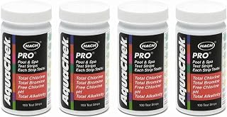 AquaChek Pro 5-in-1 Pool Test Strips 4-Pack - Accurate Chlorine, Bromine, pH & Alkalinity Tester for Pros